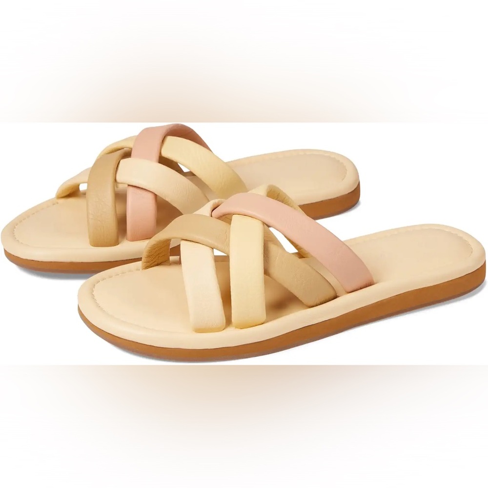 Madewell Cream and Pink Sandals with Woven Design